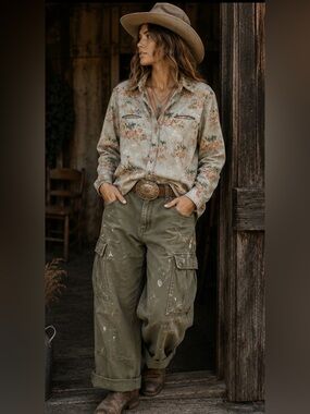 Daytrip Floral Western Button Down Shirt Cotton Boho Cowgirl